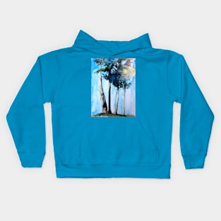 blue trees Kids Hoodie